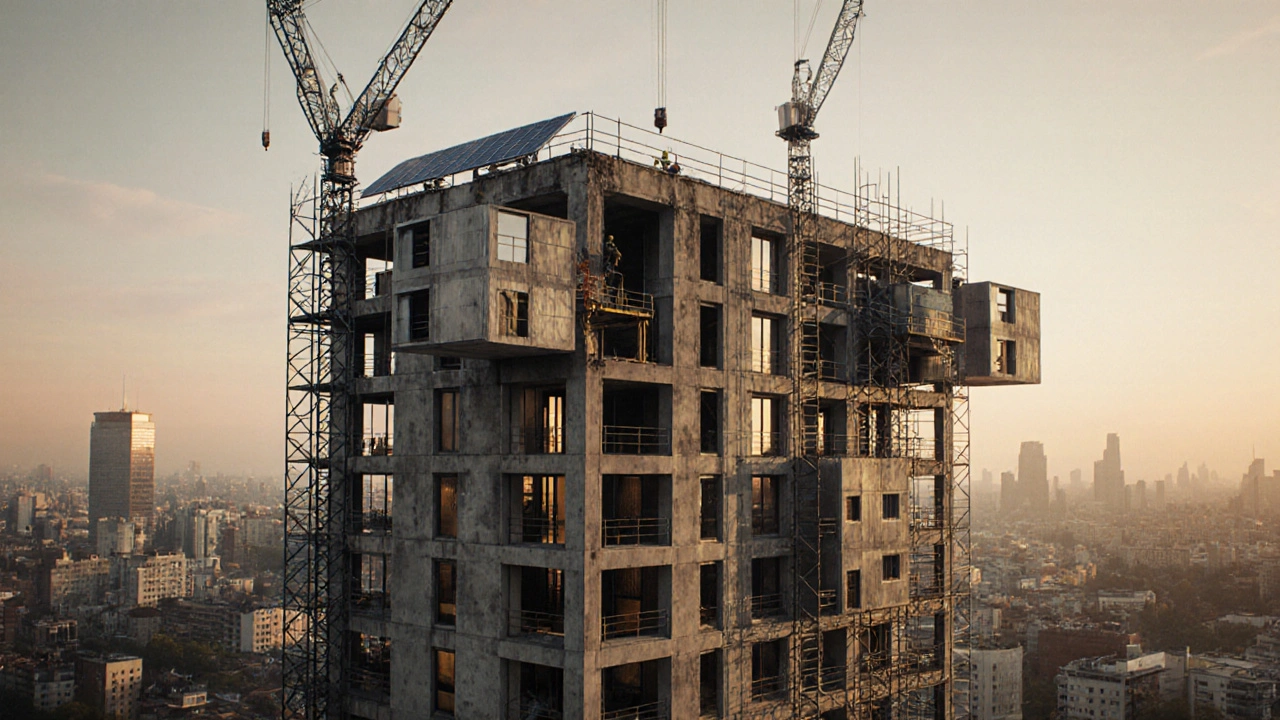 Ein ehemaliges Bürogebäude wird in moderne Wohnungen umgewandelt.