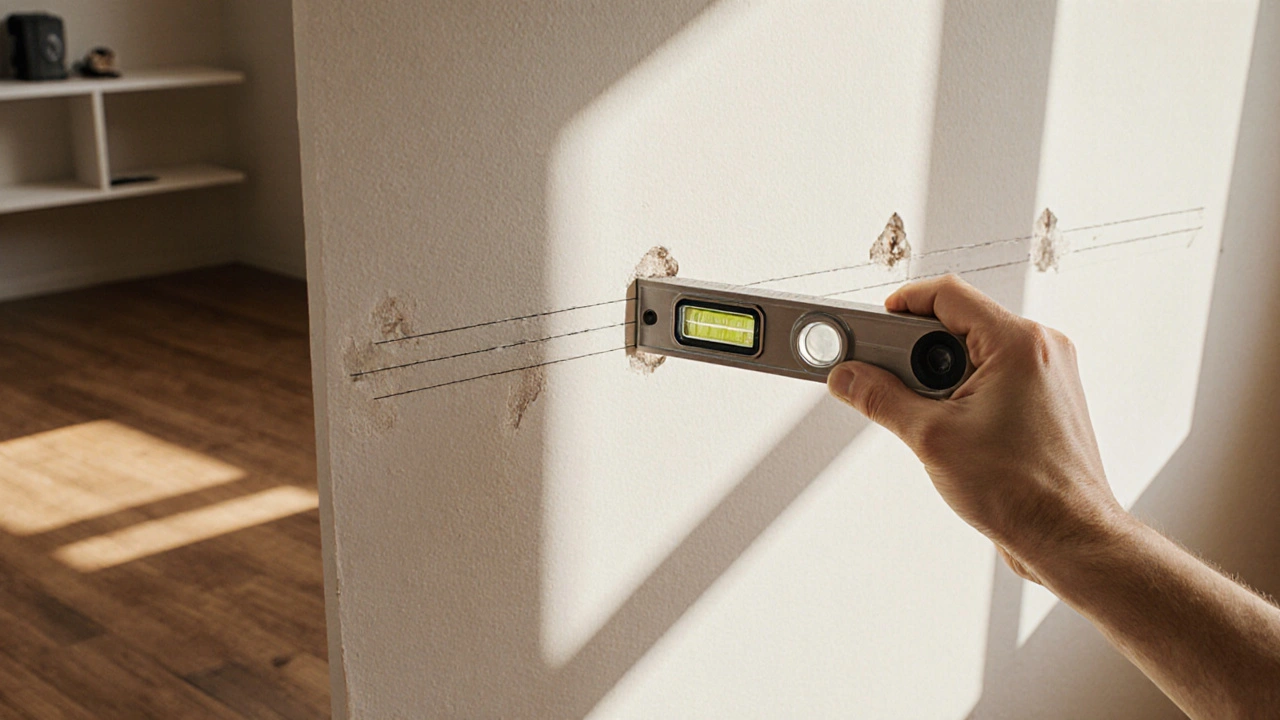 Messwerkzeuge für genaue Arbeiten: Laser-Wasserwaage, traditionelle Wasserwaage und Maßband im Vergleich