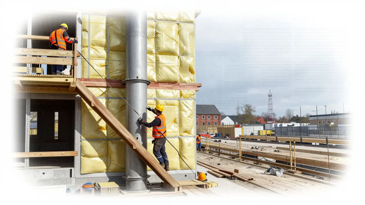 Bauarbeiten in Hamburg mit hochwertiger Isolierung und Rauchabzugstreppe im Vergleich zu einfacheren Baustellen in Sachsen.