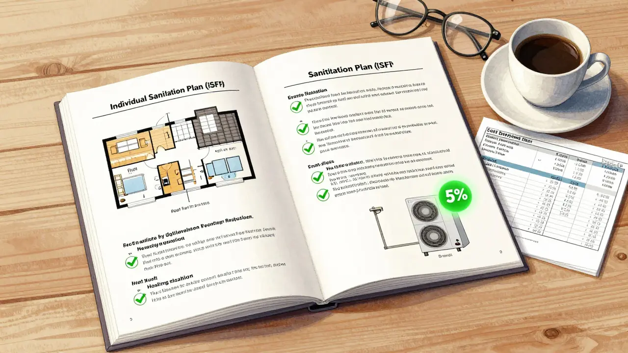 Ausgeführter Sanierungsfahrplan mit Kostenübersichten für Dachdämmung und Heizung.