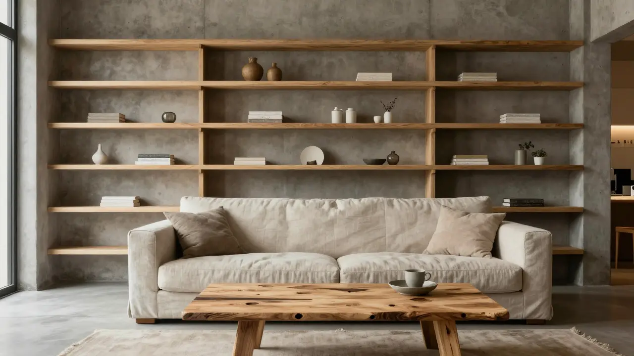 Fusion aus Industrie- und Skandinavisch-Stil mit Flugzeugteilen und hellen Holzelementen.