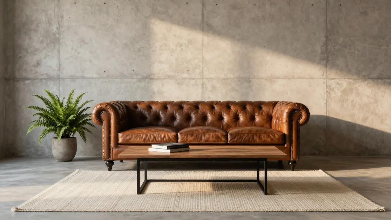 Industrial Style Wohnzimmer: Beton, Metall, Leder - So kombinieren Sie richtig 2026