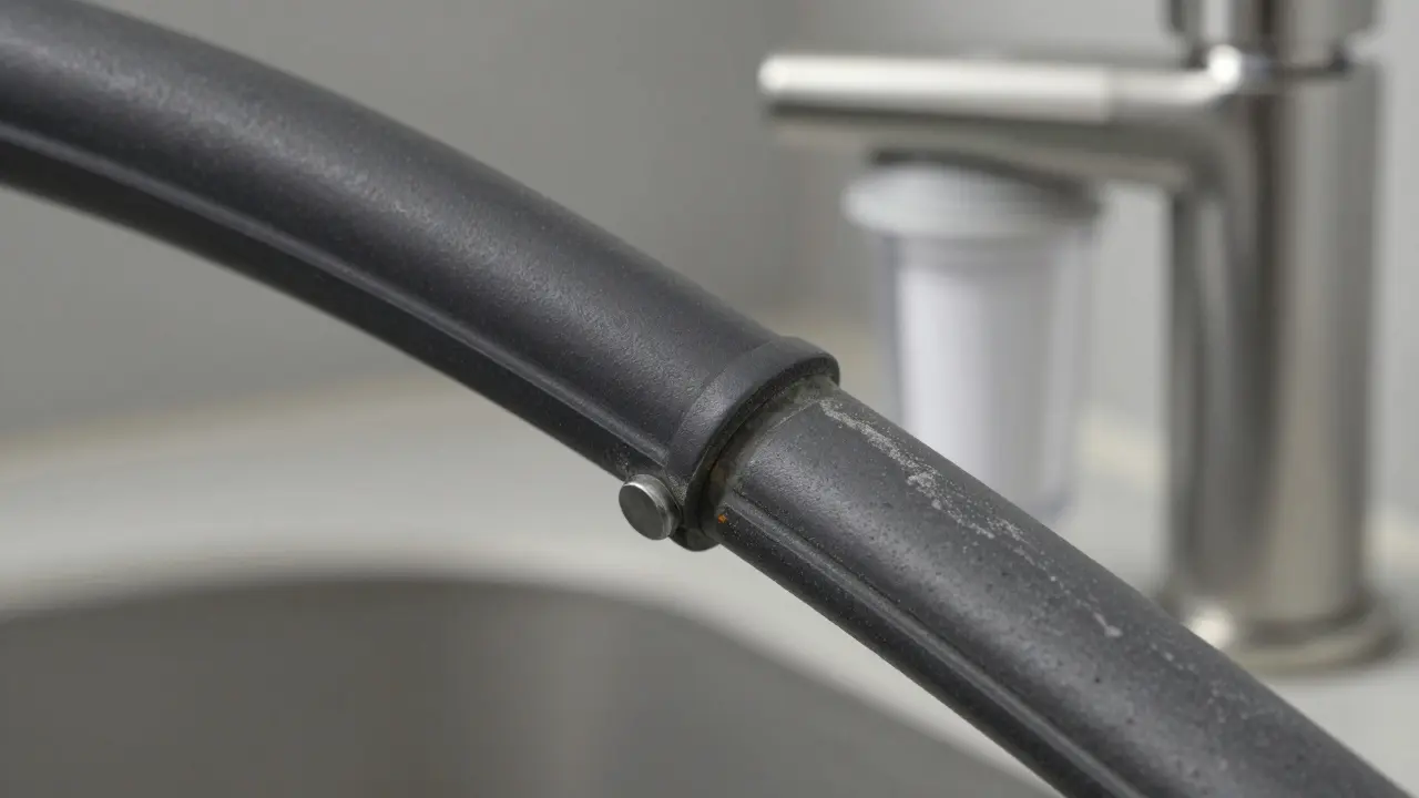 Verschleißeinfluss von hartem Wasser auf eine matte schwarze Armatur im Vergleich zu widerstandsfähigem Nickel.