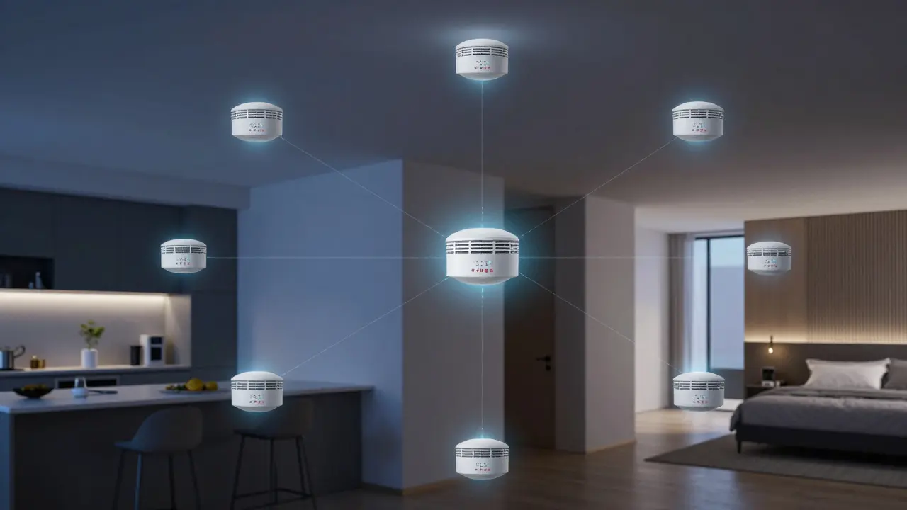 Drahtloses Warnsystem in Wohnhaus verteilt