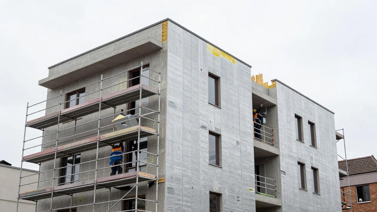 Energetische Sanierung eines Wohnhauses mit modernen Dämmmaterialien.