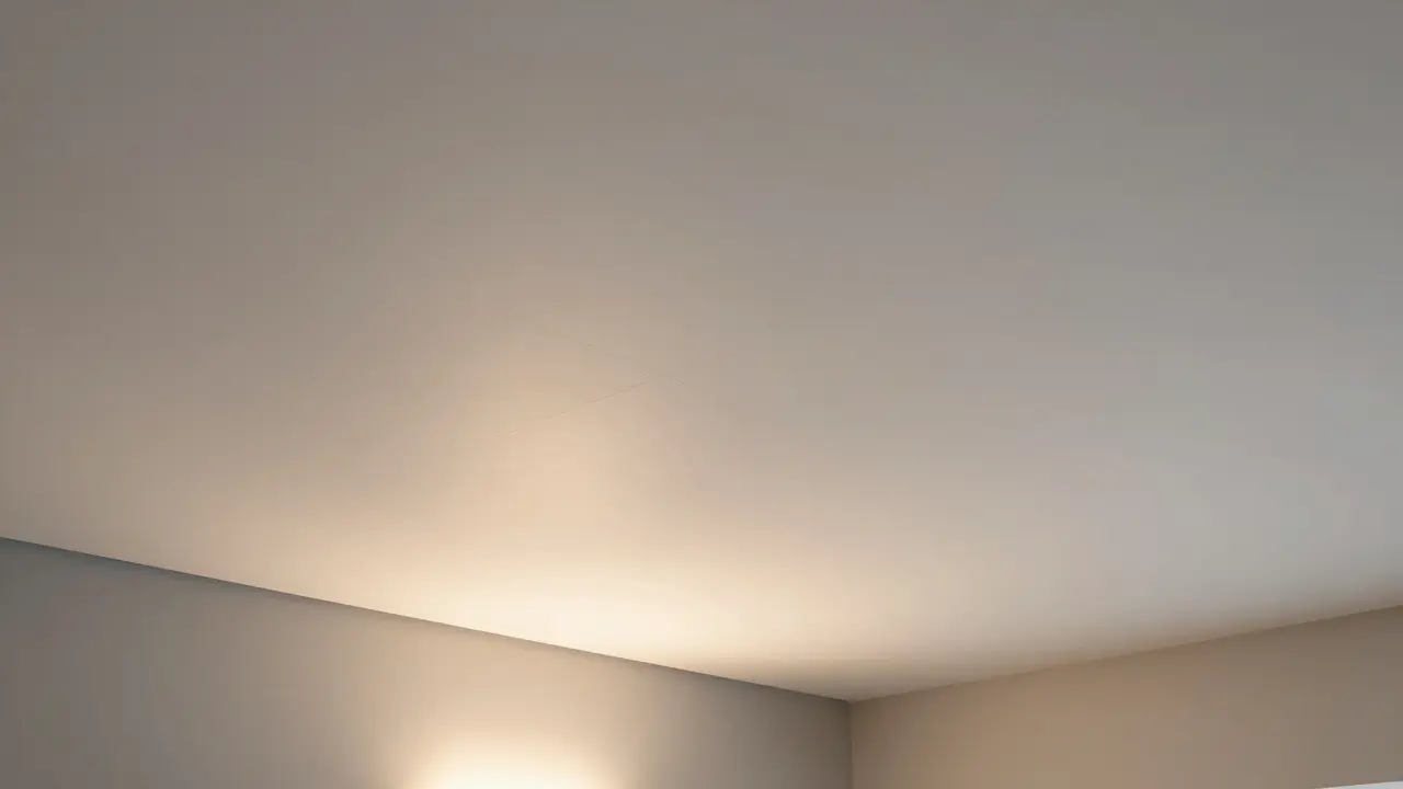 Fertig gedämmte Kellerdecke mit sauberer Oberfläche und warmer Beleuchtung