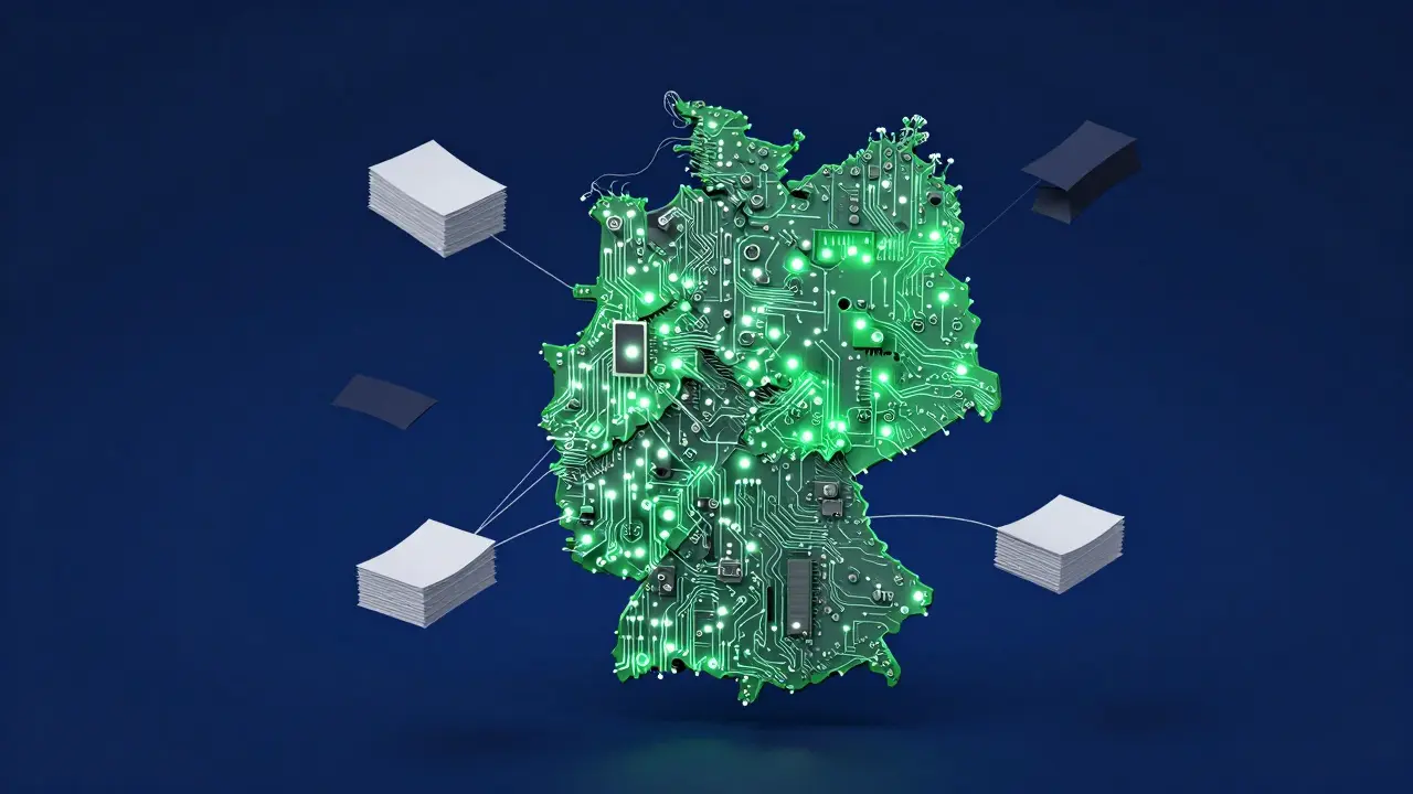 Konzeptionelle Karte Deutschlands mit digitalen und analogen Bereichen