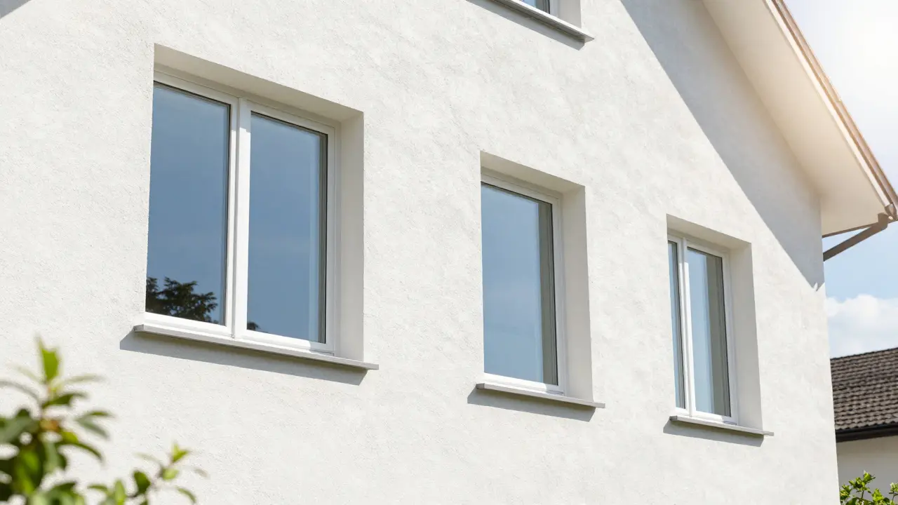 Modern house exterior with energy-efficient windows
