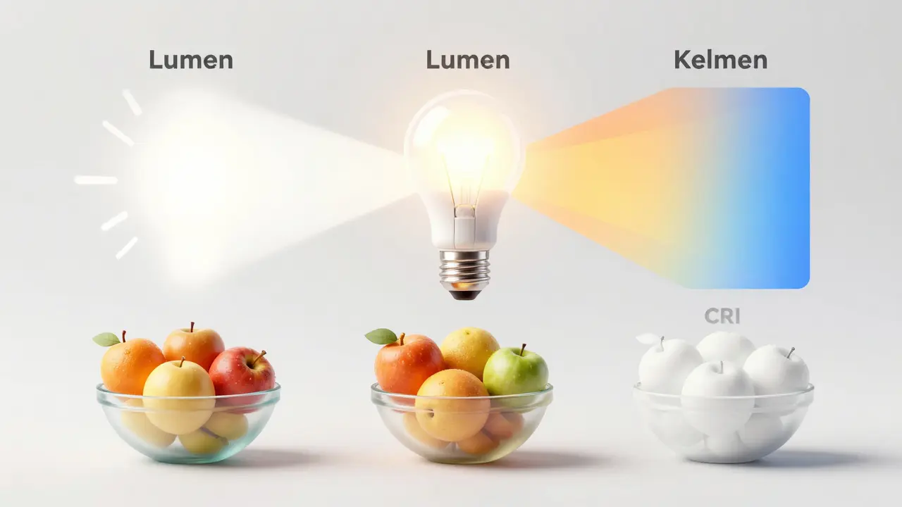 Abstrakte Darstellung von Lumen, Kelvin und CRI bei LED-Licht