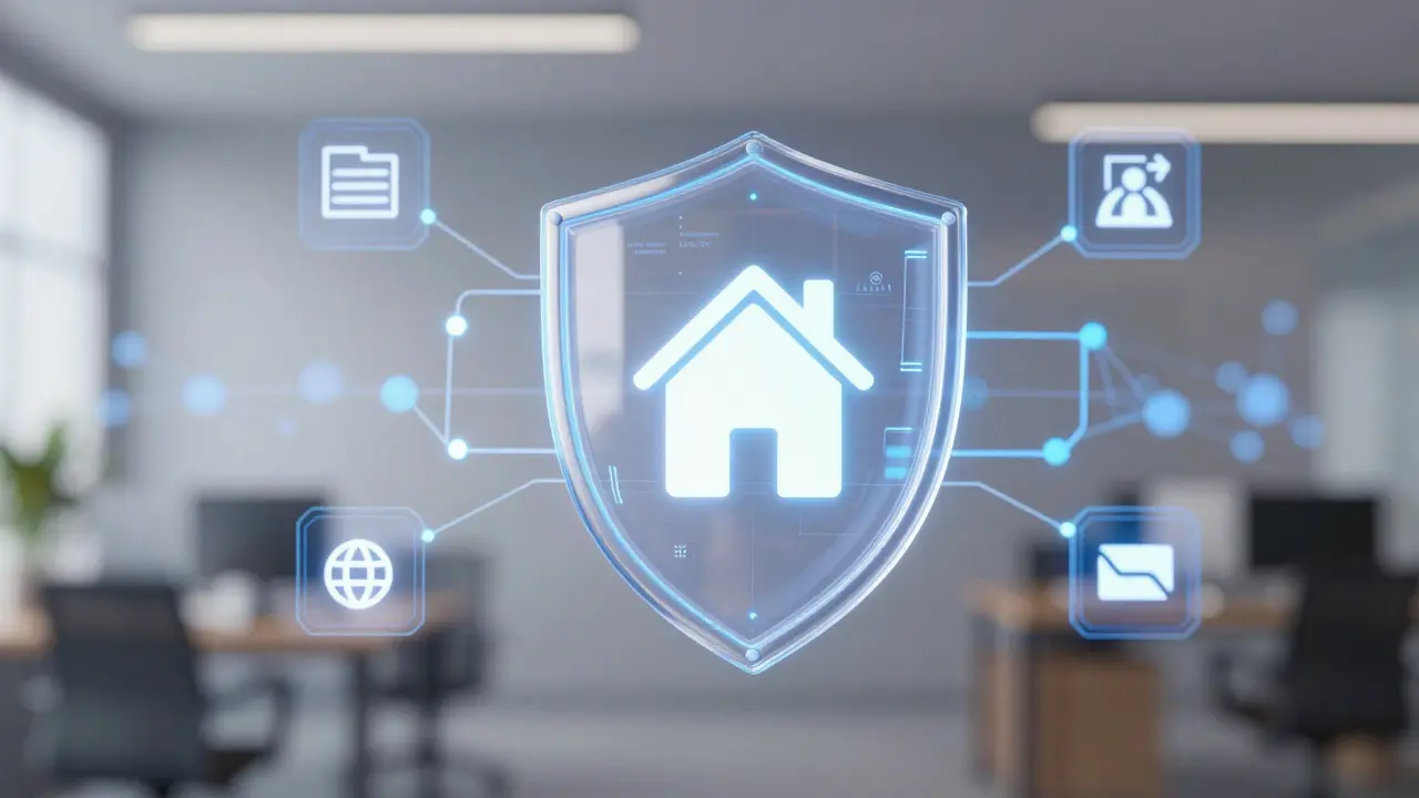 Digitales Schild schützt Haus-Ikone vor Datenströmen