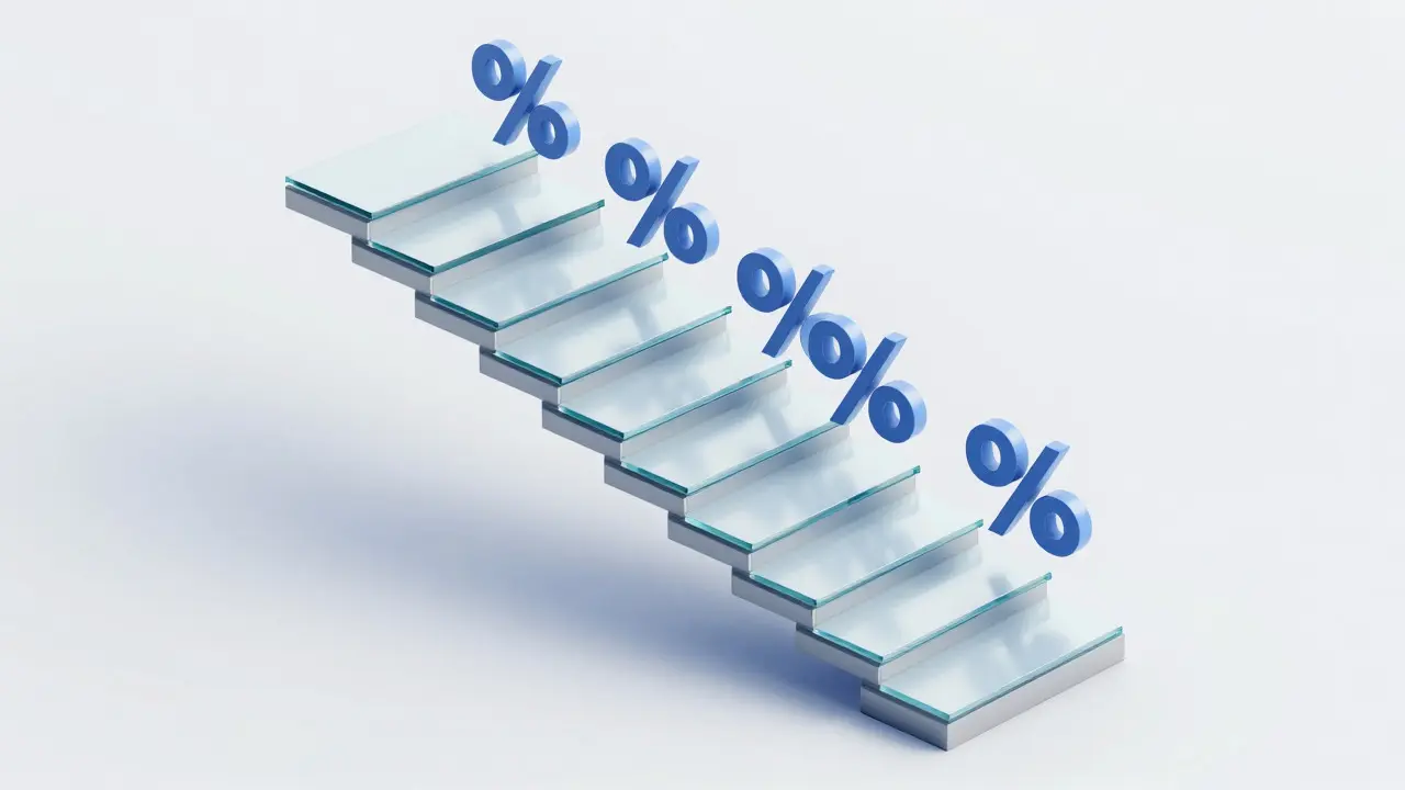 Abstrakte Treppe zeigt degressive Gebührenstruktur