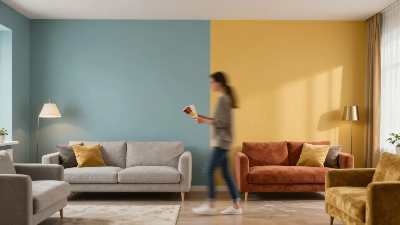 Designwechsel im Wohnzimmer: Farb- und Lichtkonzept im Vergleich