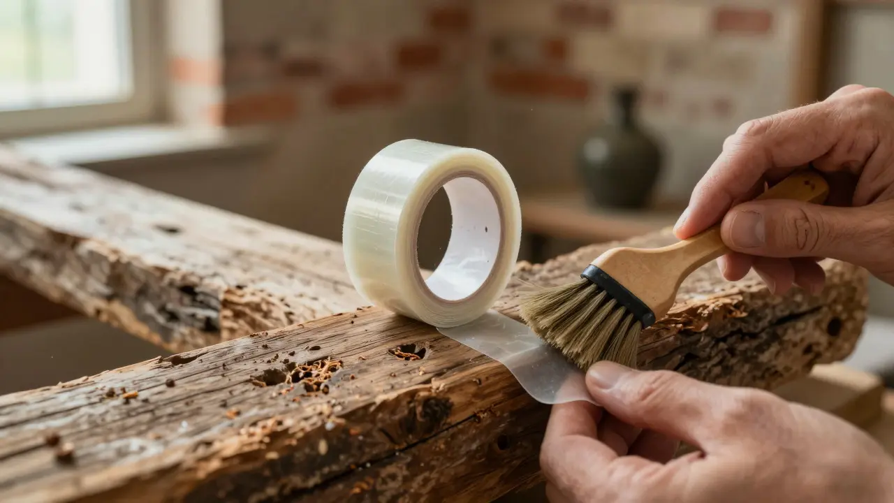 Klebebandtest zur Erkennung aktiver Insektenbefalls am alten Holz