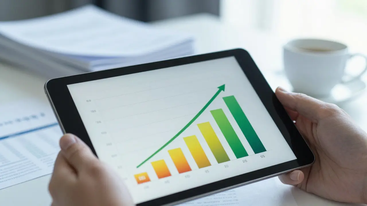 Tablet zeigt steigende Energieeinsparungen während der Beratung
