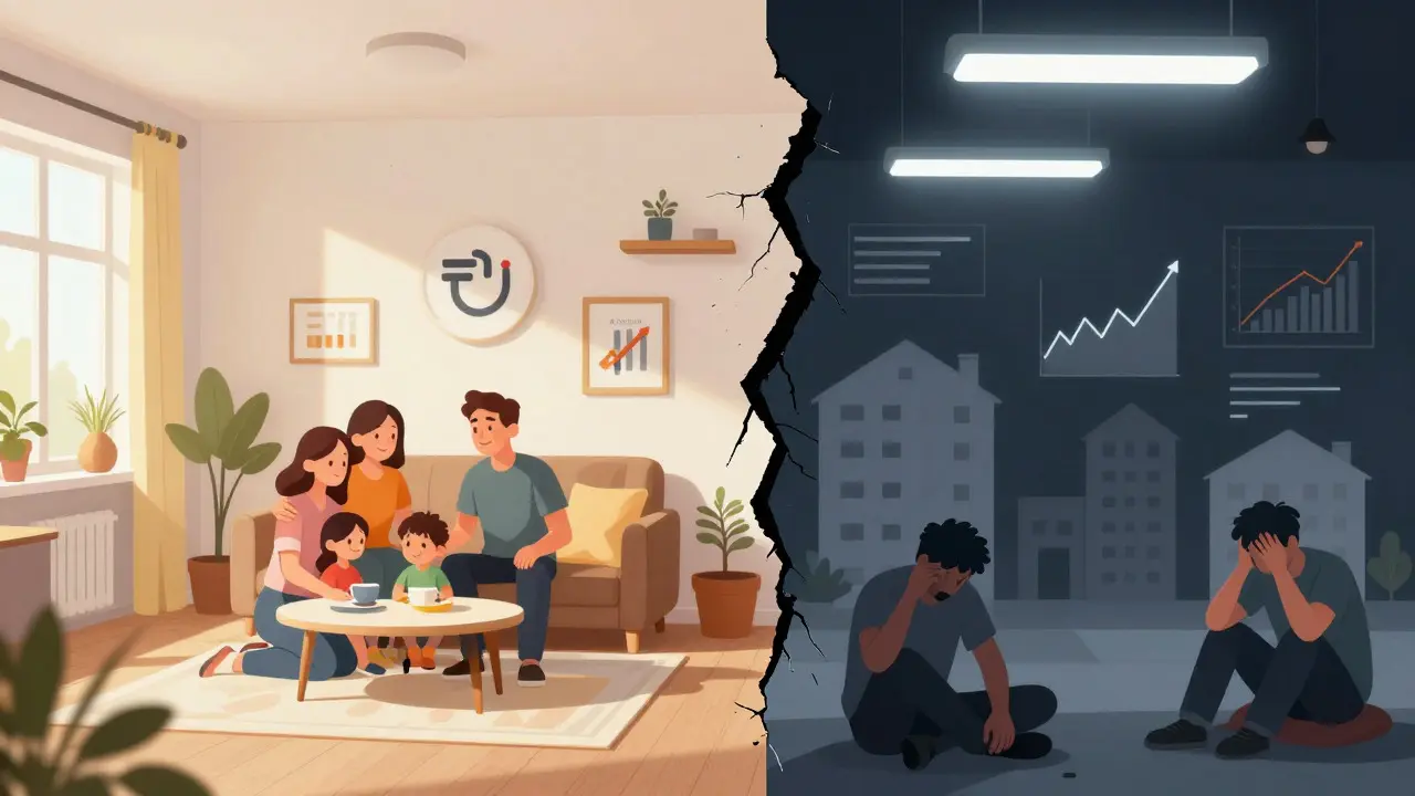 Vergleich von geförderter und privater Miete als Illustration