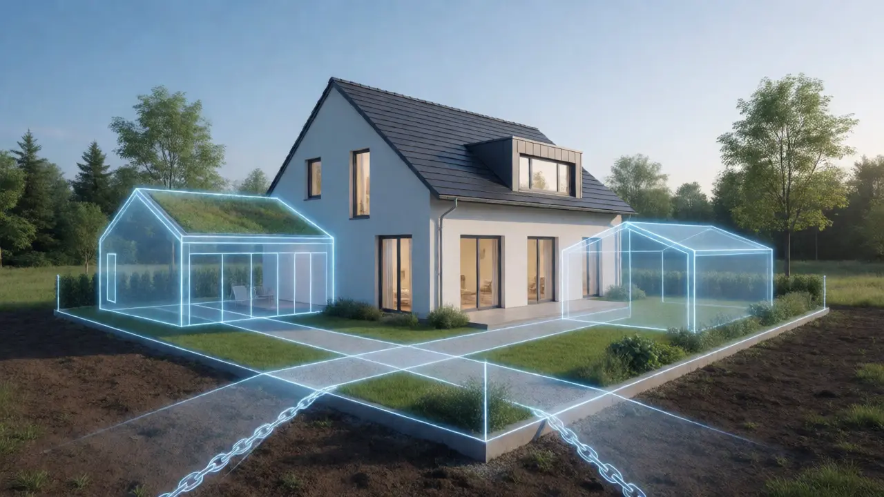 Konzeptuelle Darstellung von unsichtbaren Baulasten an einem Haus